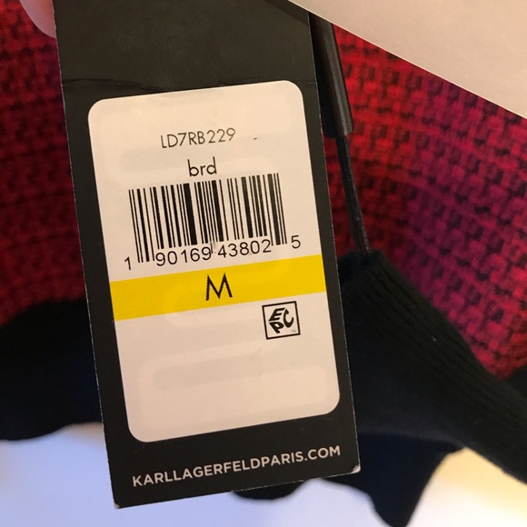 NWT Karl Lagerfeld Paris Red Plaid Cardigan Sz M - Picture 5 of 6